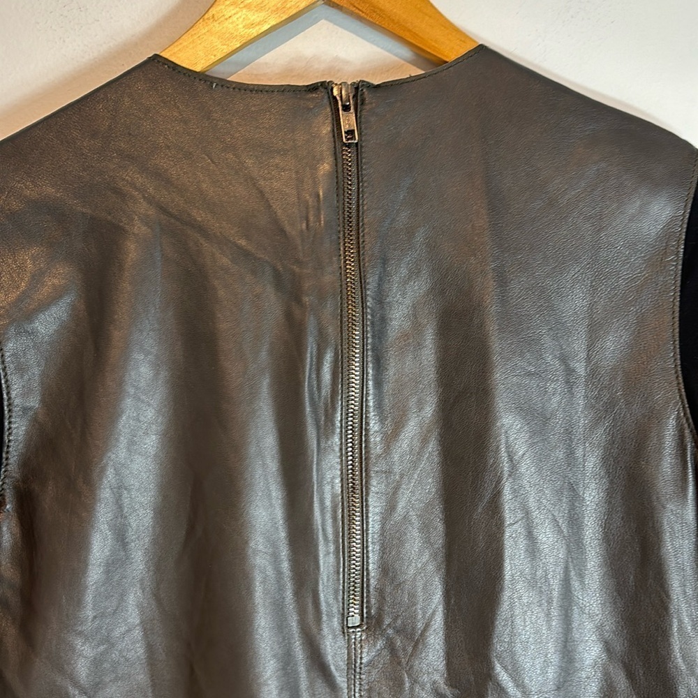 Helmut Lang Black Genuine Lamb Leather Sheer Arm Top Blouse sz S - Picture 5 of 9